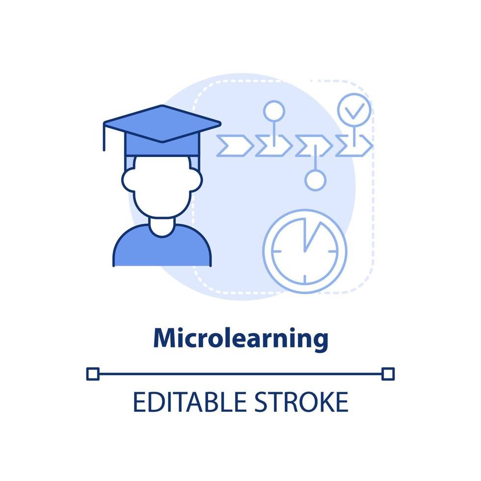 Microlearning light blue concept icon. New skill you can learn abstract idea thin line illustration. Small content pieces. Isolated outline drawing. Editable stroke. vector