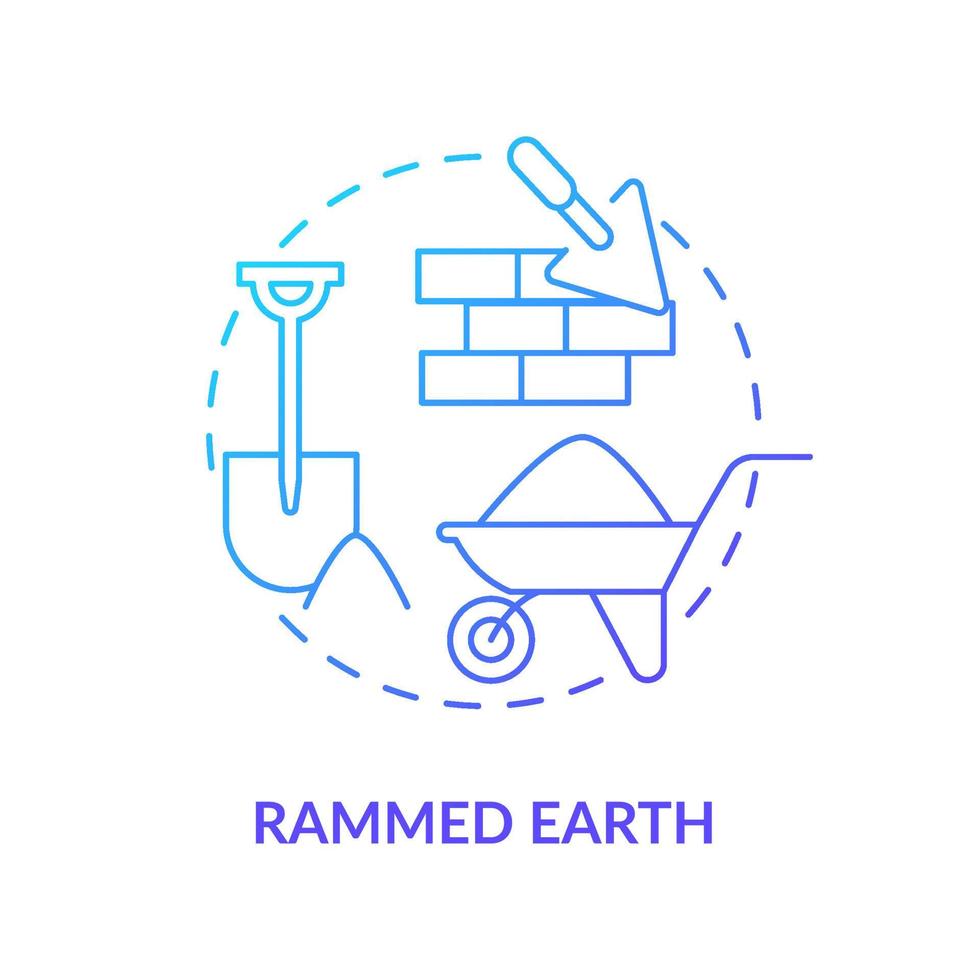 Rammed earth blue gradient concept icon. Alternative building resource abstract idea thin line illustration. Low environmental impact. Isolated outline drawing. vector
