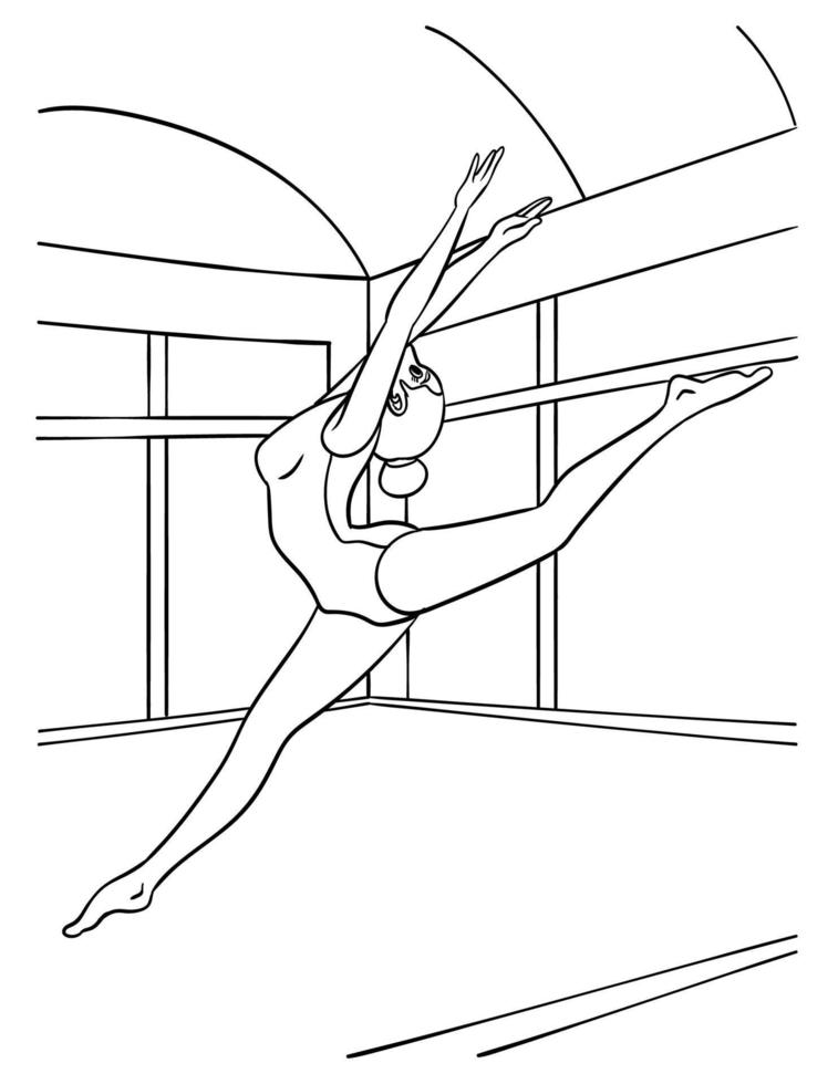 Gymnastics Coloring Page for Kids vector
