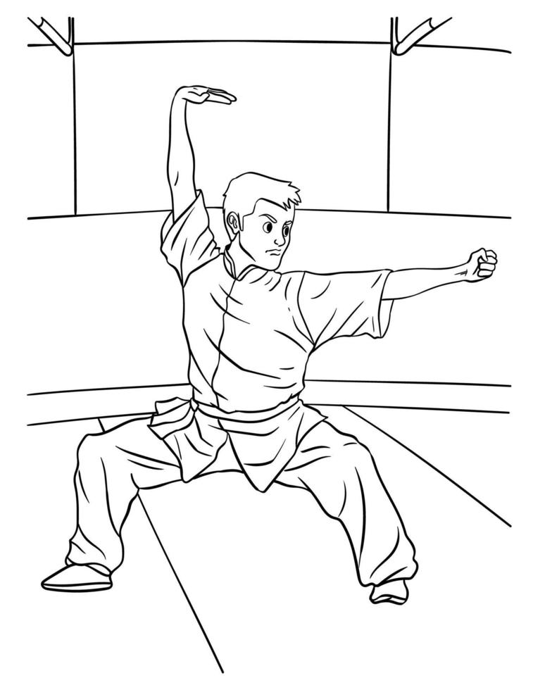 kung fu para colorear para niños vector