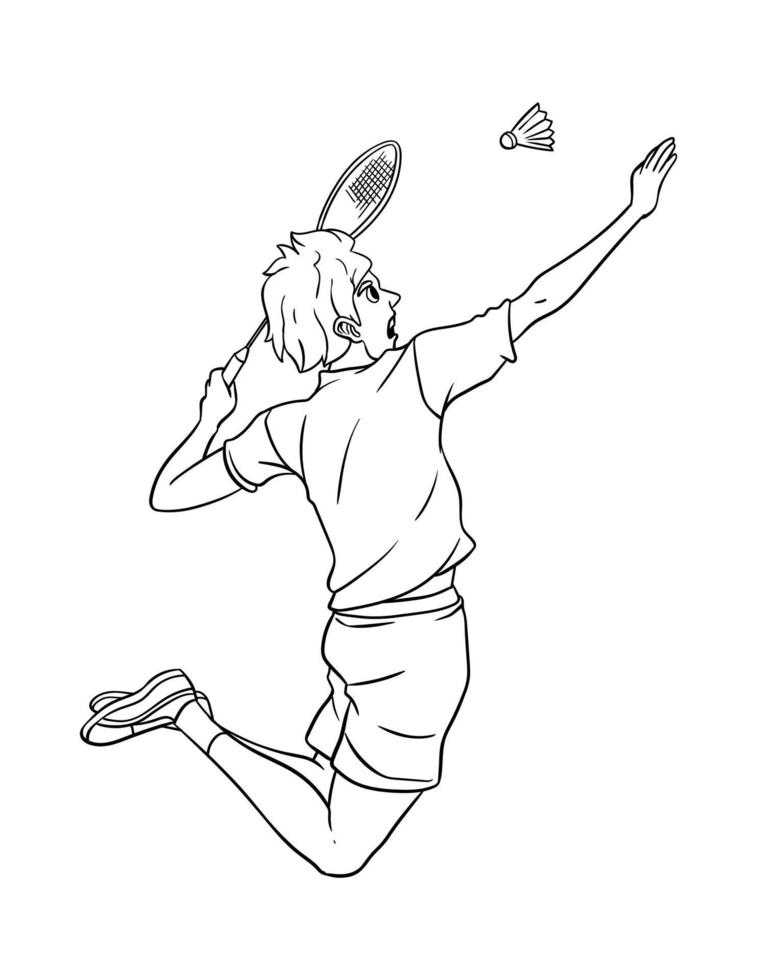 Badminton Isolated Coloring Page for Kids vector