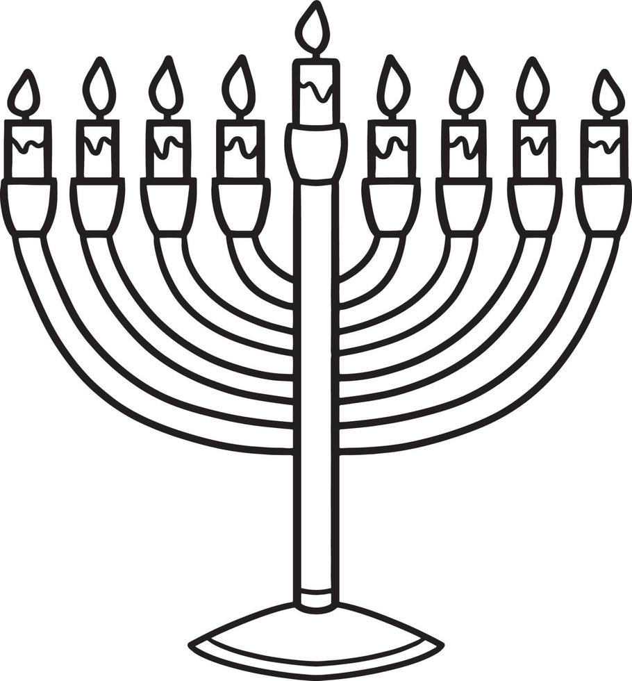 Hanukkah Menorah Isolated Coloring Page for Kids vector