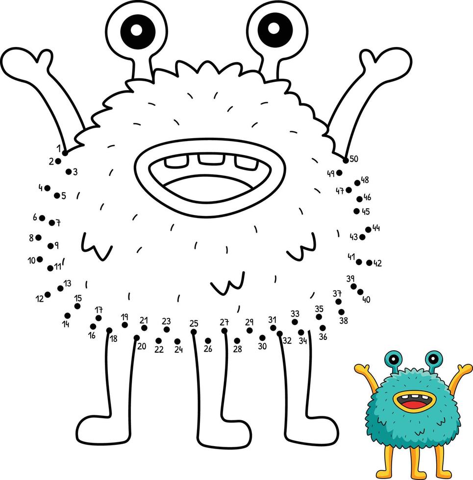 Dot to Dot Talking Monster Isolated Coloring Page vector