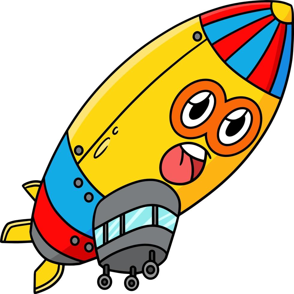 Zeppelin with Face Vehicle Cartoon Colored Clipart vector