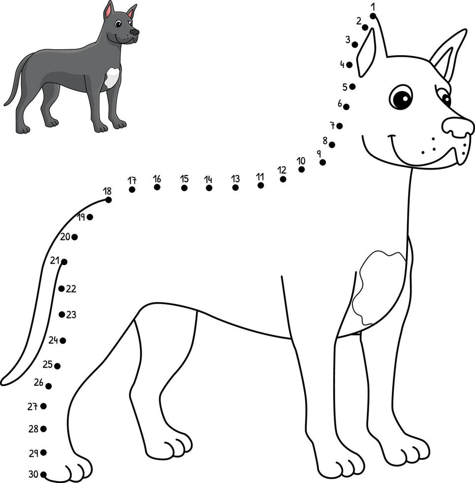 página para colorear de perro gran danés punto a punto aislado vector