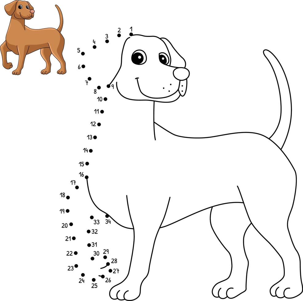 Dot to Dot Vizsla Dog Isolated Coloring Page vector
