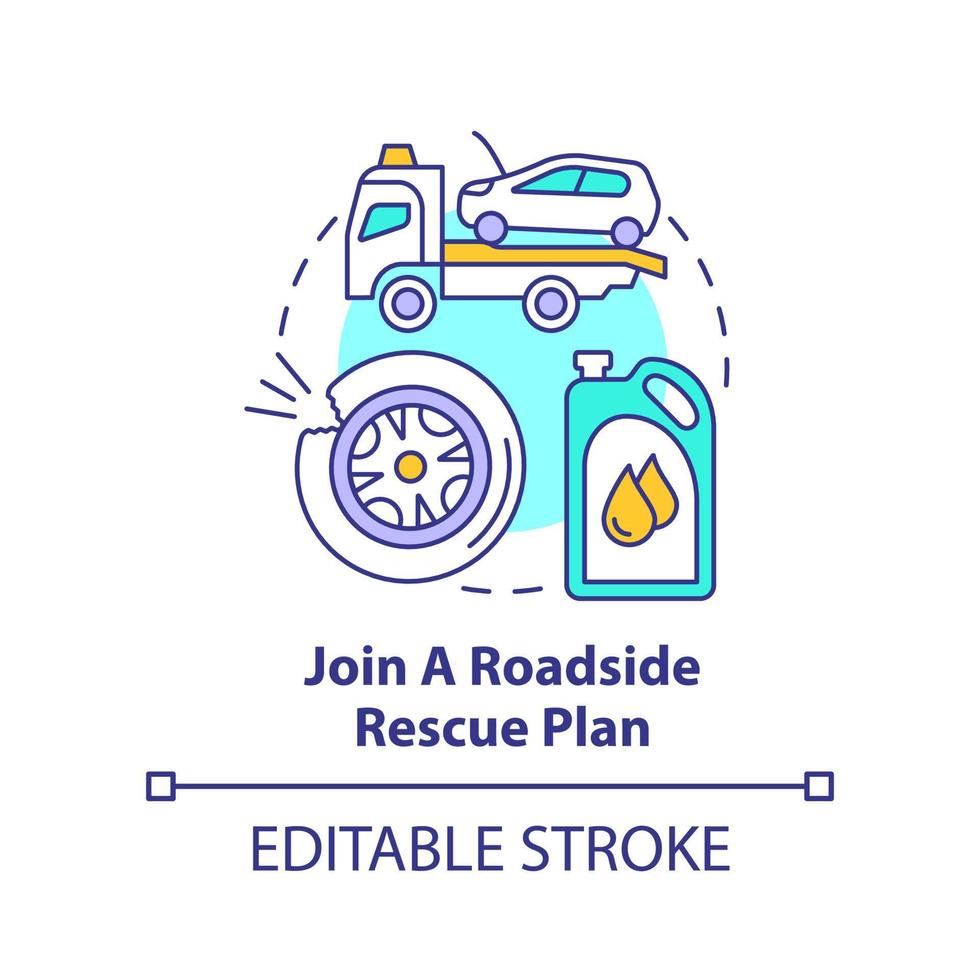 Join roadside rescue plan concept icon. Towing vehicle. Road trip tip abstract idea thin line illustration. Isolated outline drawing. Editable stroke. vector