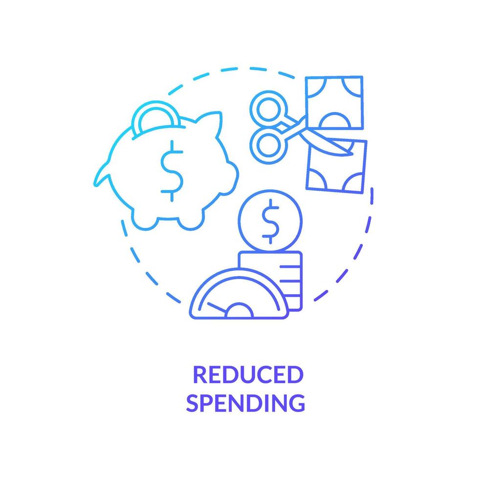 Reduced spending blue gradient concept icon. Decreasing expenditures. Balanced budget requirement abstract idea thin line illustration. Isolated outline drawing. vector