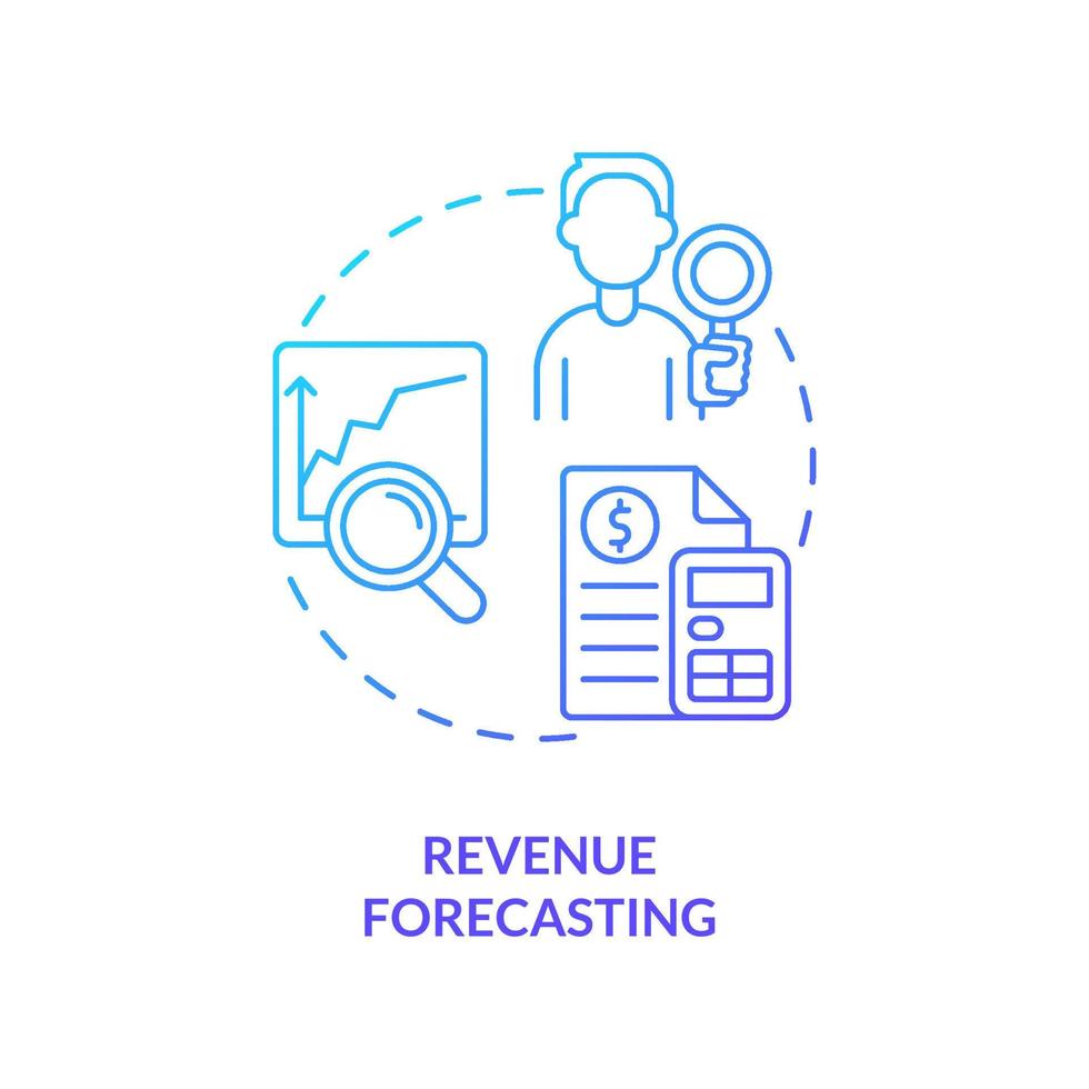 Revenue forecasting blue gradient concept icon. Fiscal year revenues. Government budgeting process abstract idea thin line illustration. Isolated outline drawing. vector