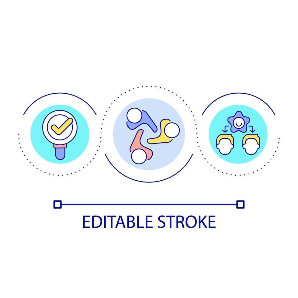 Control employees satisfaction loop concept icon. Communication in team. Teambuilding management abstract idea thin line illustration. Isolated outline drawing. Editable stroke. vector