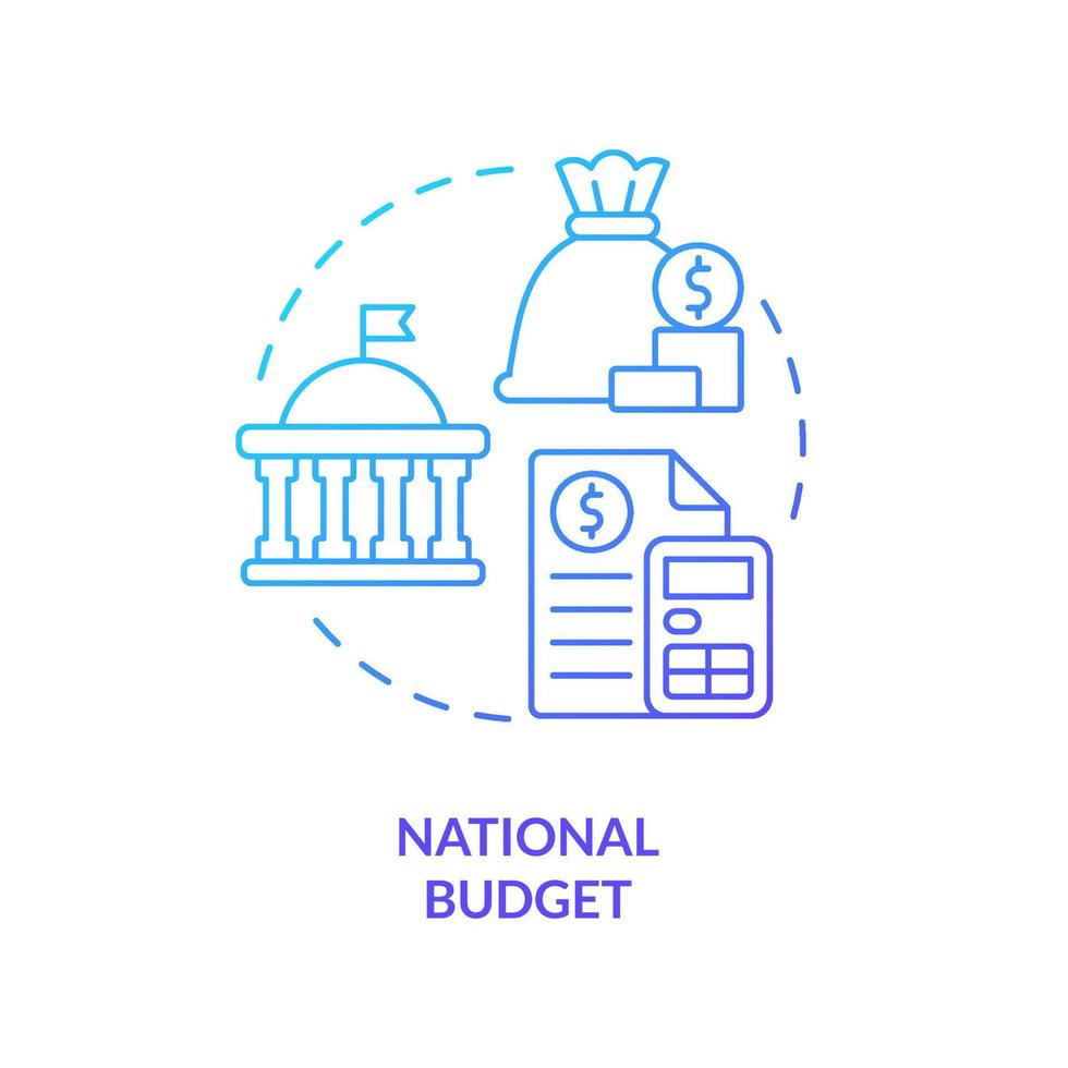 National budget blue gradient concept icon. Financial program for country. Government budgeting type abstract idea thin line illustration. Isolated outline drawing. vector