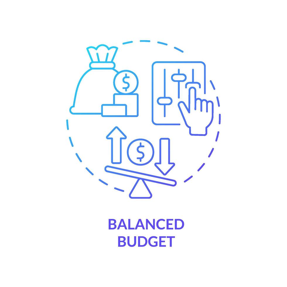 Balanced budget blue gradient concept icon. Income equals expenditures. Budgeting classification abstract idea thin line illustration. Isolated outline drawing. vector