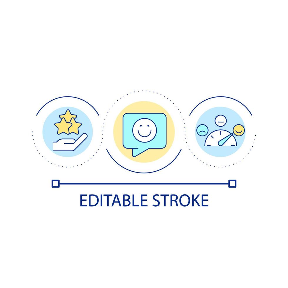 Positive feedback loop concept icon. Reviews and assessment. Satisfied user. Leave comment online abstract idea thin line illustration. Isolated outline drawing. Editable stroke. vector