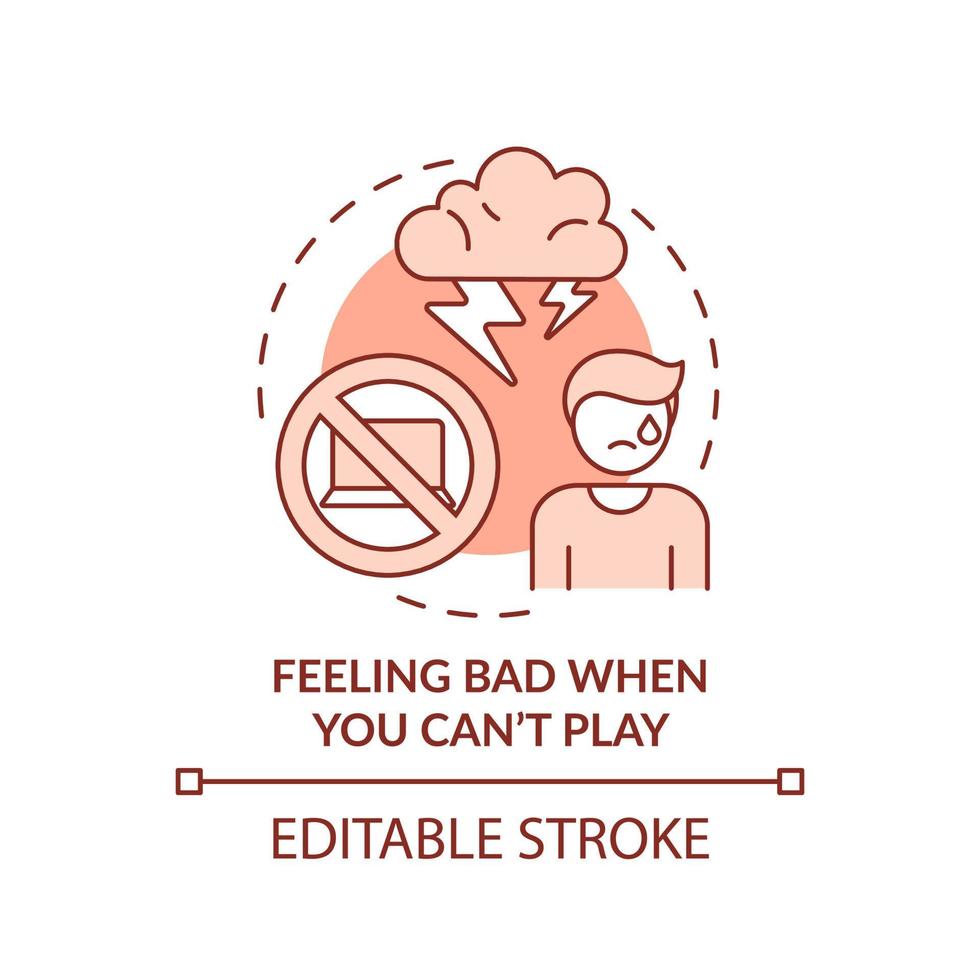 Feeling bad when you cant play terracotta concept icon. Sign of game addiction abstract idea thin line illustration. Isolated outline drawing. Editable stroke. vector