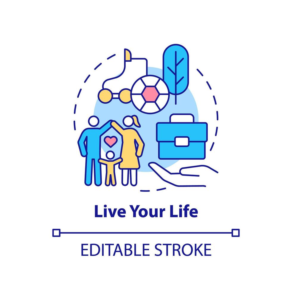 Live your life concept icon. Happily offline living. Coping with gaming addiction abstract idea thin line illustration. Isolated outline drawing. Editable stroke. vector