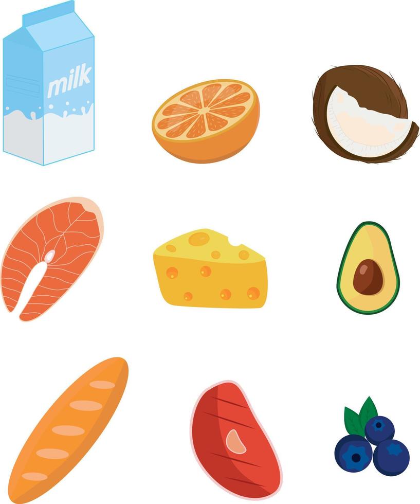 set of products Food collection vector