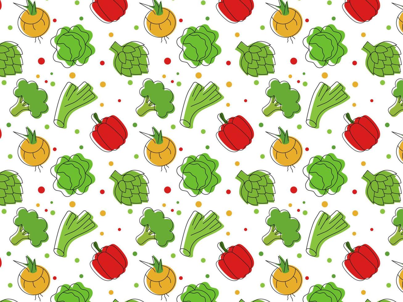 vegetables pattern. Green vegetables red pepper and onion vector