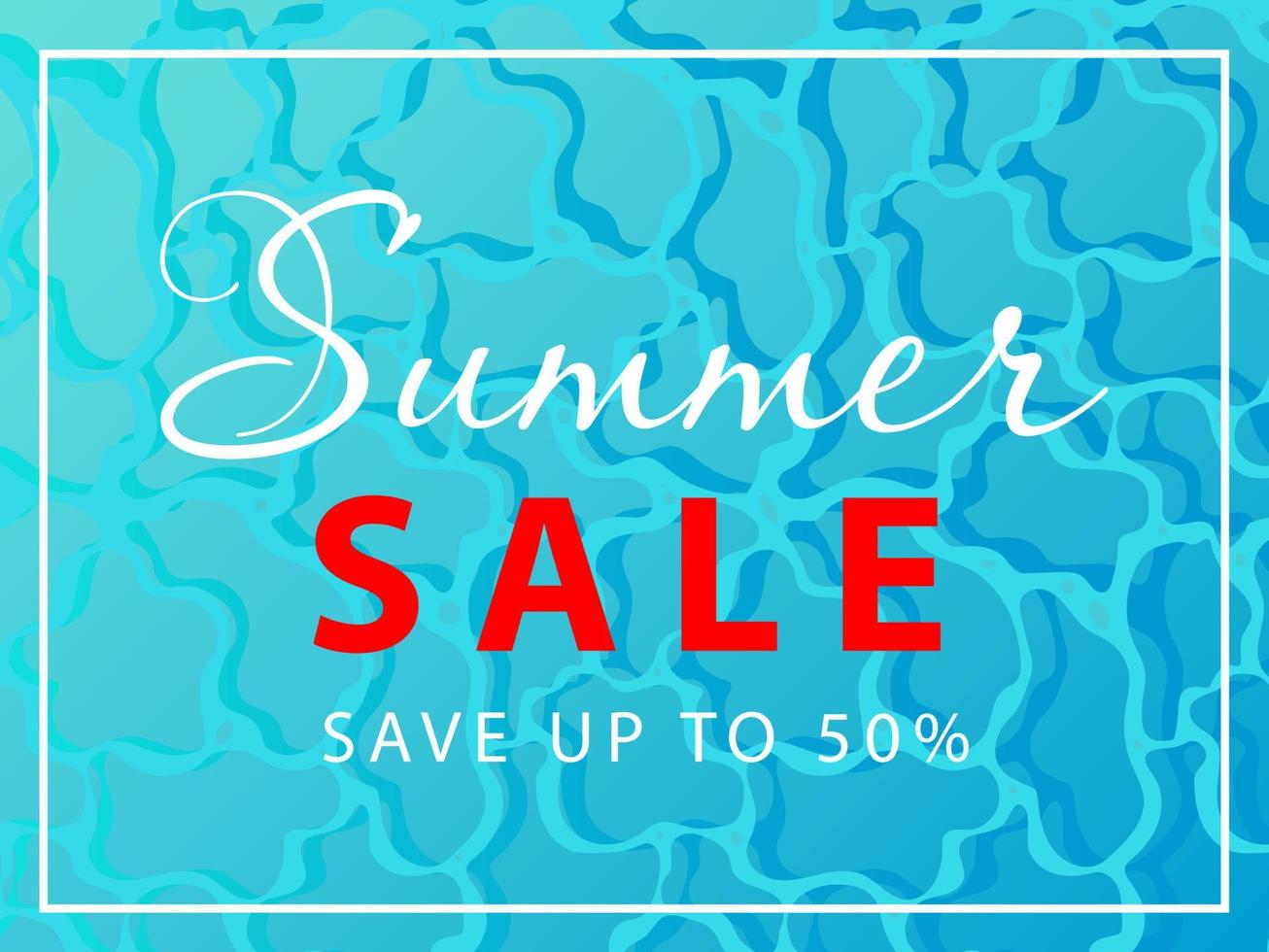 banner publicitario de venta de verano de ventas de verano en el fondo de agua turquesa vector