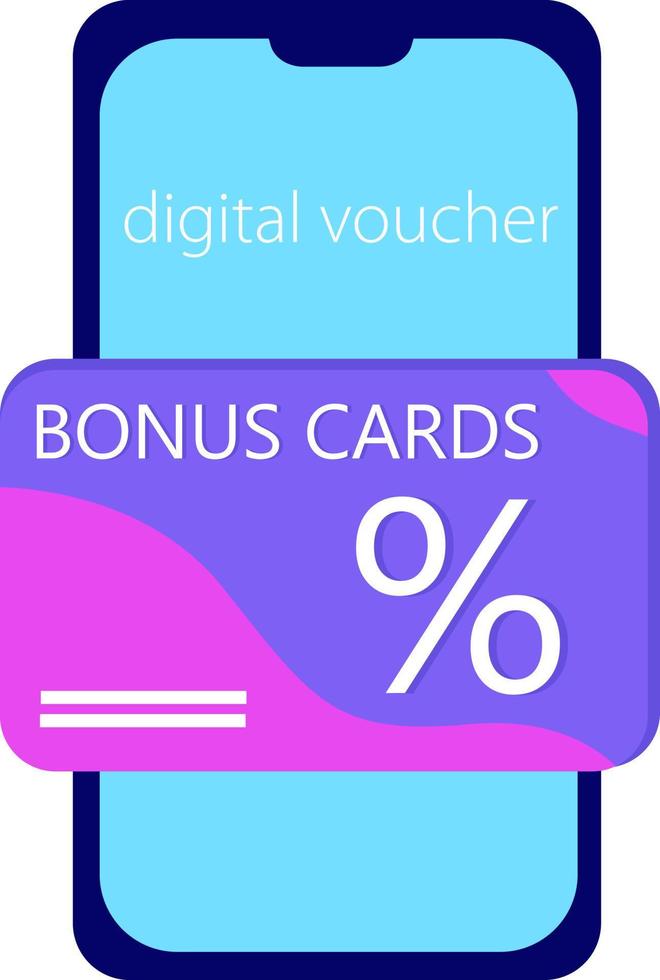 Digital voucher on smartphone screen concept illustration flat design