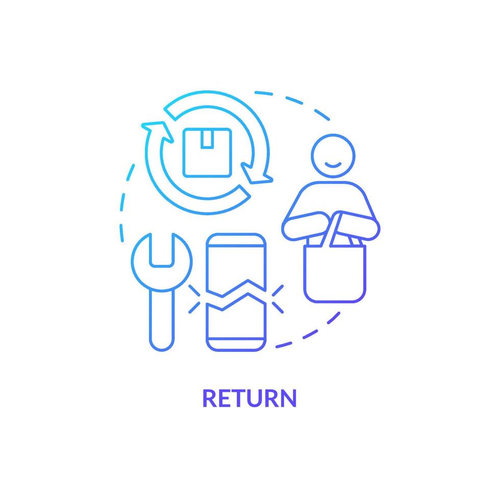 Return blue gradient concept icon. Reverse logistics. Component of supply chain management abstract idea thin line illustration. Isolated outline drawing. vector