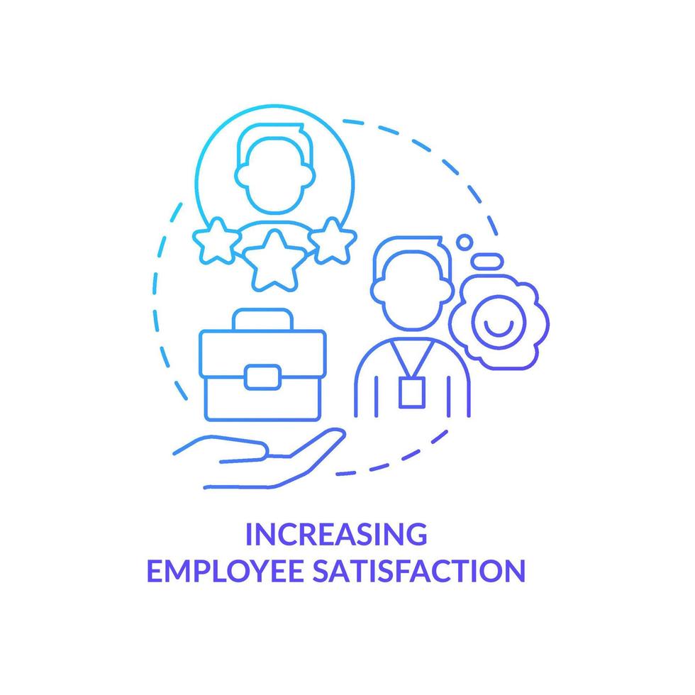 Increasing employee satisfaction blue gradient concept icon. Positive experience. Onboarding challenge abstract idea thin line illustration. Isolated outline drawing. vector