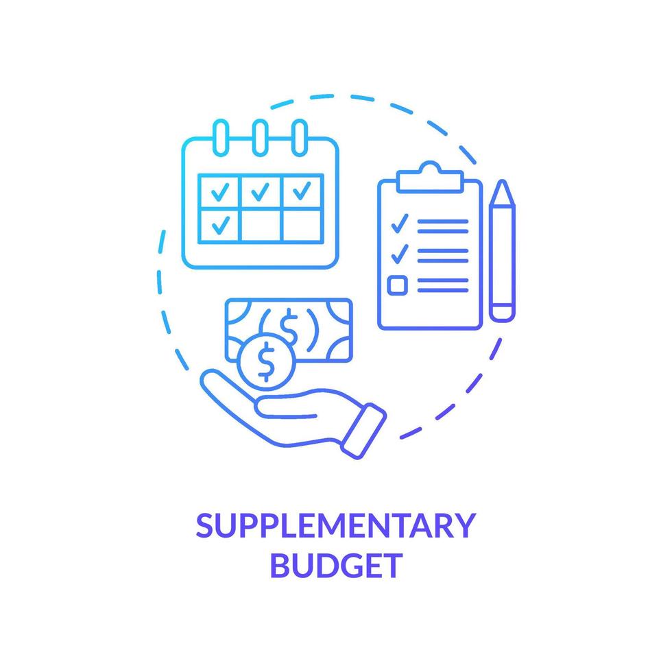 icono de concepto de gradiente azul de presupuesto complementario. programa financiero adicional. tipo de presupuesto idea abstracta ilustración de línea delgada. dibujo de contorno aislado. vector