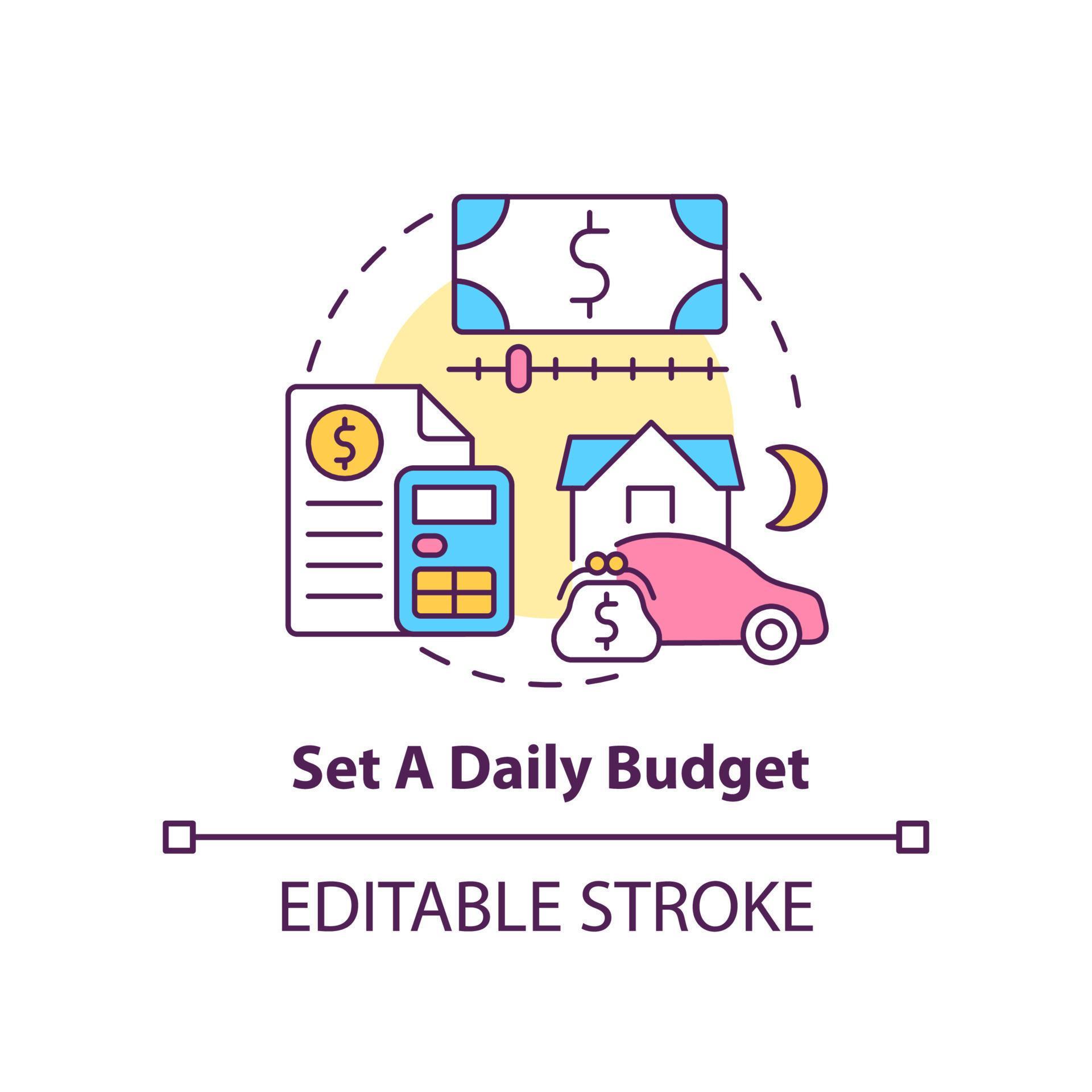 Set daily budget concept icon. Plan travel expenses. Road trip advice