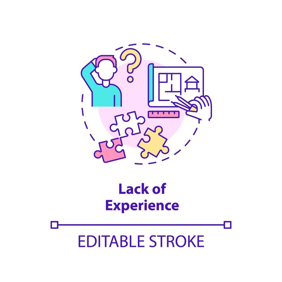 Lack of experience concept icon. Disadvantage of zero-energy building abstract idea thin line illustration. Isolated outline drawing. Editable stroke. vector