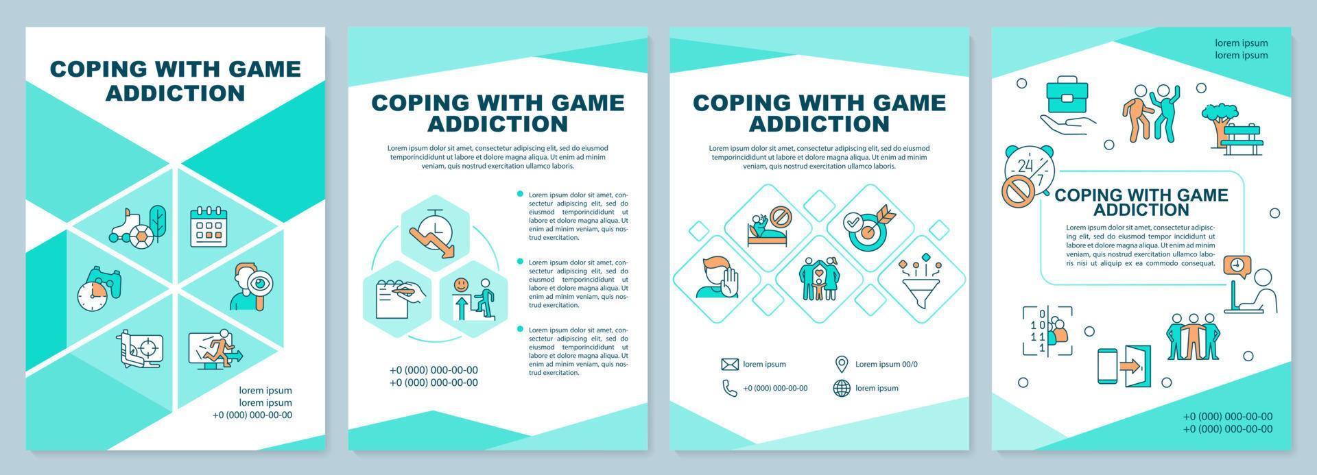 Coping with game addiction mint brochure template. Break with bad habit