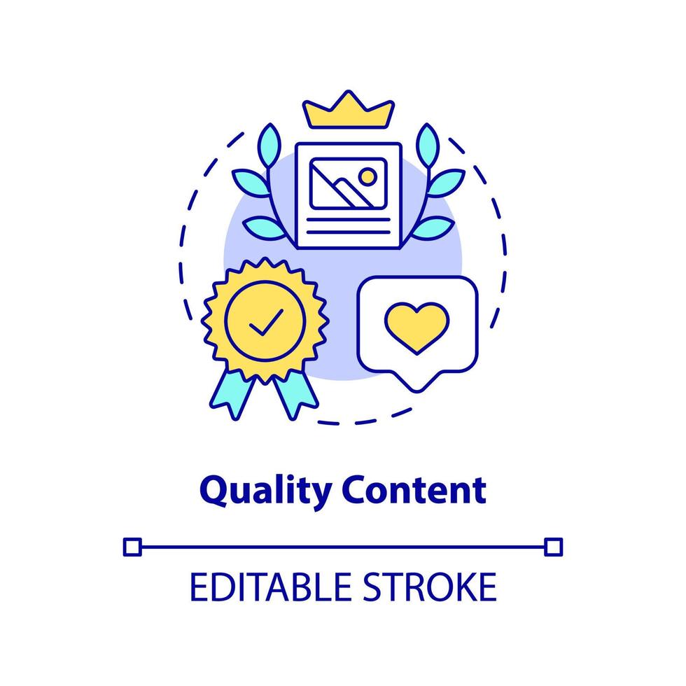 Quality content concept icon. Great website feature abstract idea thin line illustration. Good user experience. Isolated outline drawing. Editable stroke. vector
