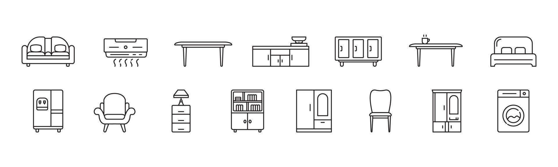 Home Appliances line art icon set design template vector illustration