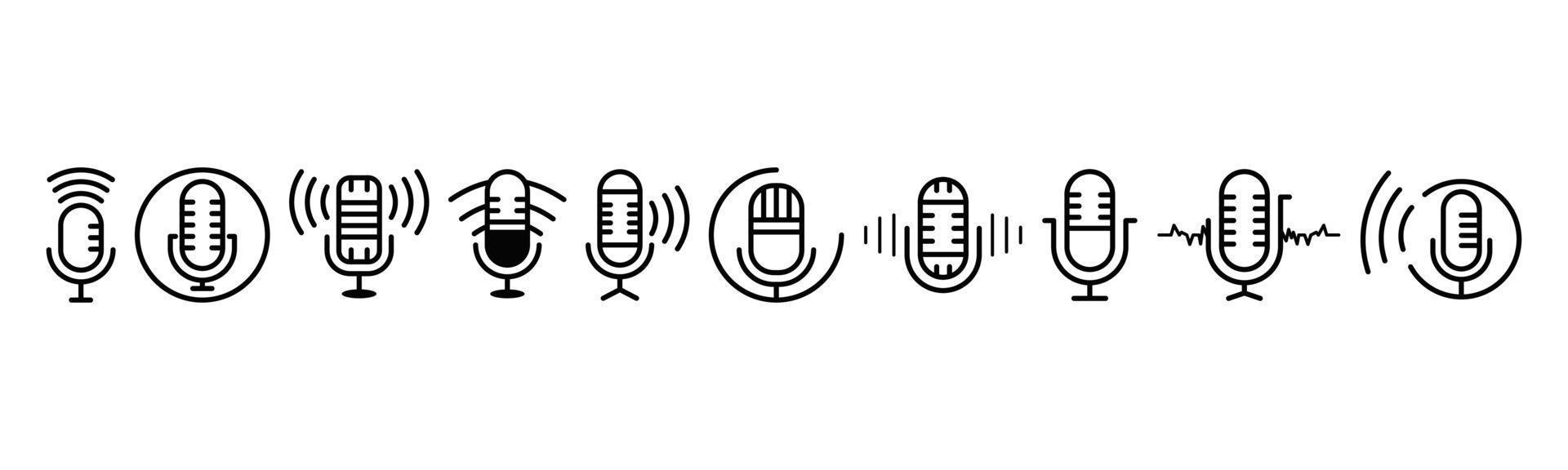 Podcast icon set design template vector illustration