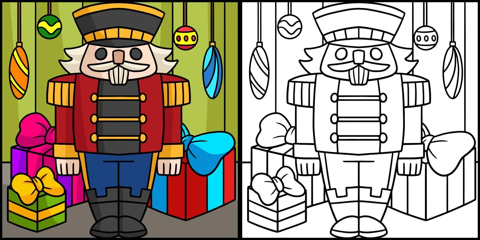 Nutcracker Coloring Page Colored Illustration vector