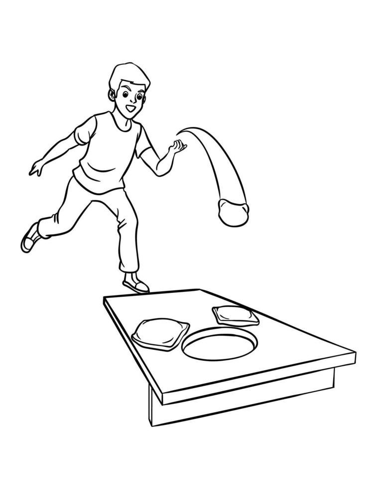 Cornhole Isolated Coloring Page for Kids vector