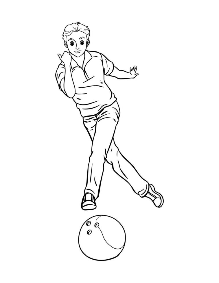 Bowling Isolated Coloring Page for Kids vector