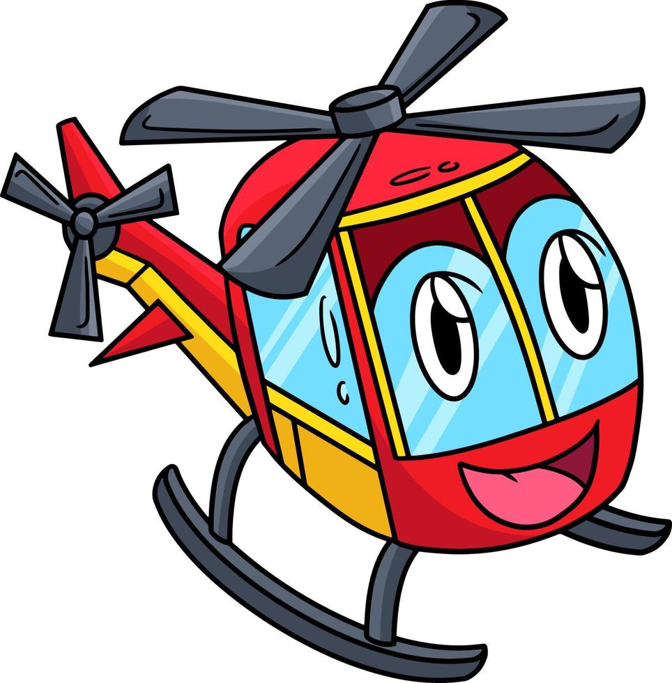 Helicopter with Face Vehicle Cartoon Clipart vector