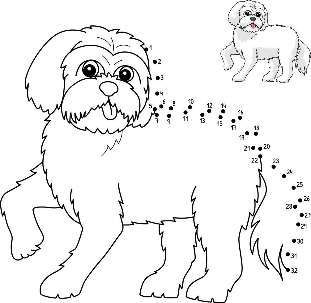 página para colorear de punto a punto perro maltés aislado vector