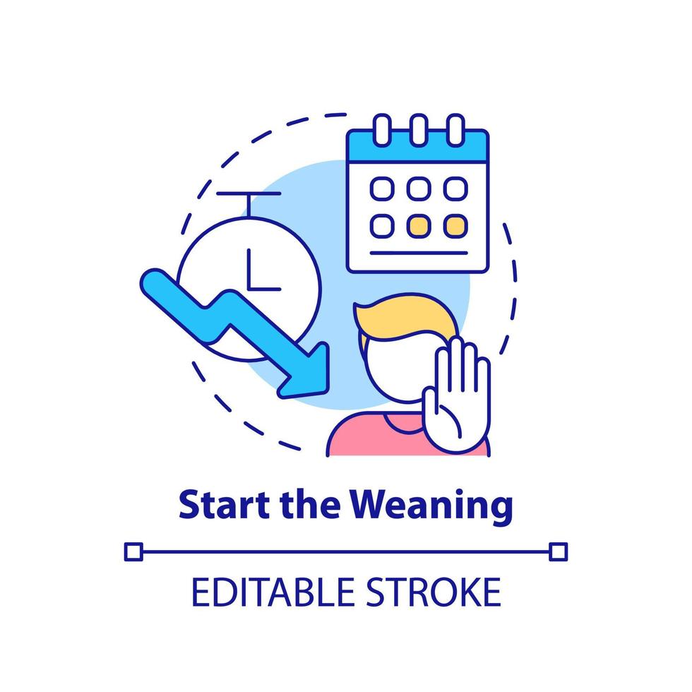 Start weaning concept icon. Reduce playing activity. Coping with gaming addiction abstract idea thin line illustration. Isolated outline drawing. Editable stroke. vector