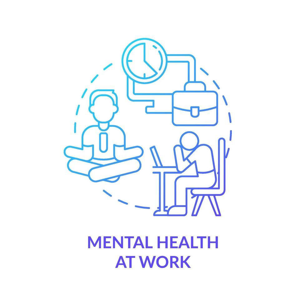 Mental health at work blue gradient concept icon. Employee stress reducing. Trend in psychology abstract idea thin line illustration. Isolated outline drawing. vector