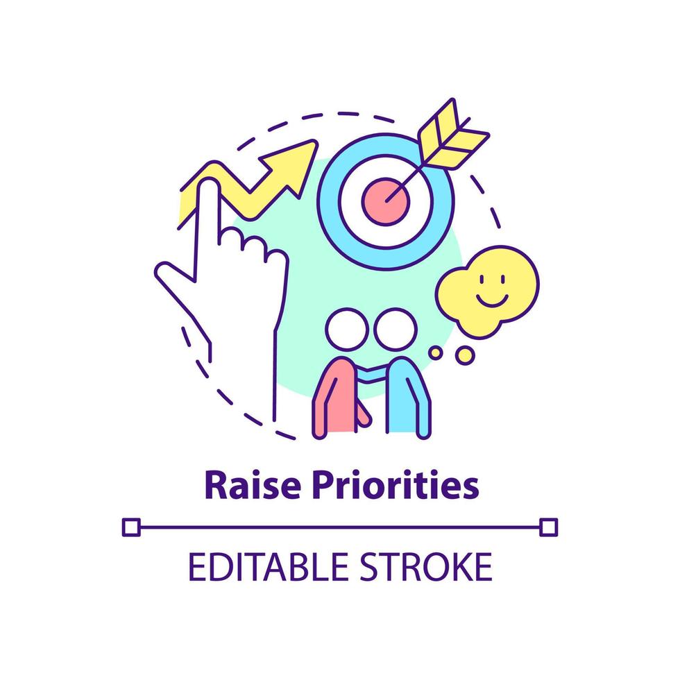 Raise priorities concept icon. Communication component abstract idea thin line illustration. Increase sales productivity. Isolated outline drawing. Editable stroke. vector