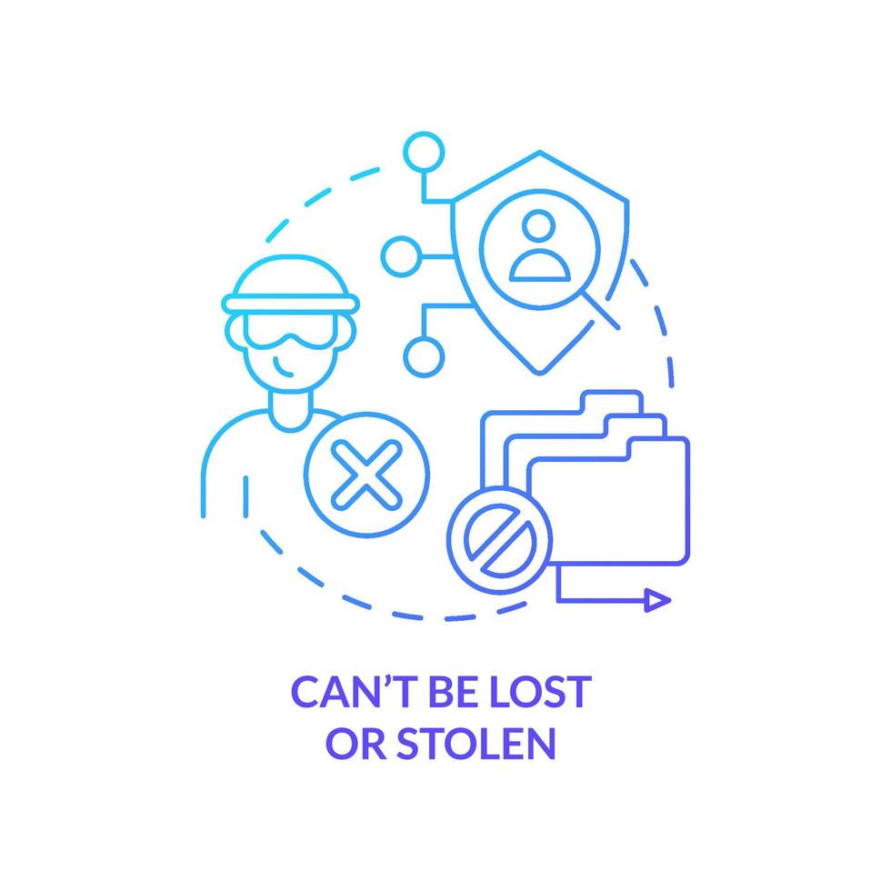 Cant be lost and stolen blue gradient concept icon. Biometric authentication abstract idea thin line illustration. Advanced security system. Isolated outline drawing. vector