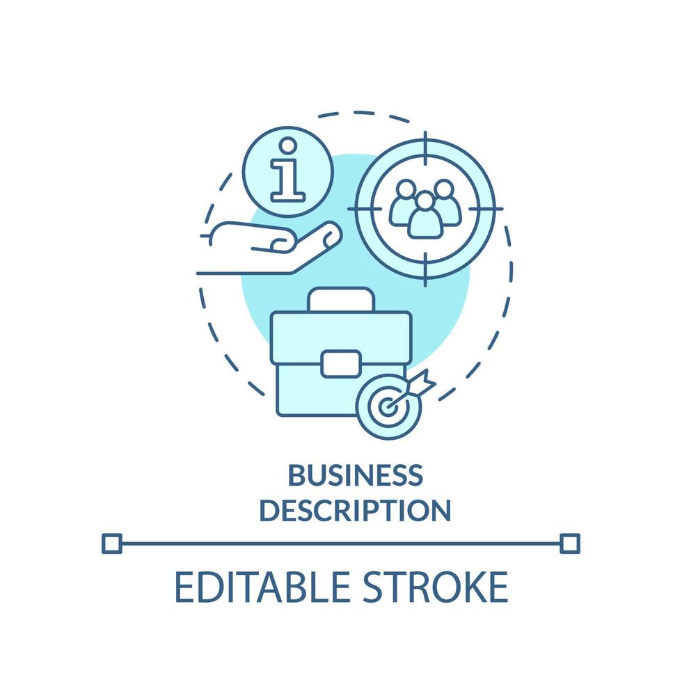 Business description turquoise concept icon. Advantage of commercial planning abstract idea thin line illustration. Isolated outline drawing. Editable stroke. vector