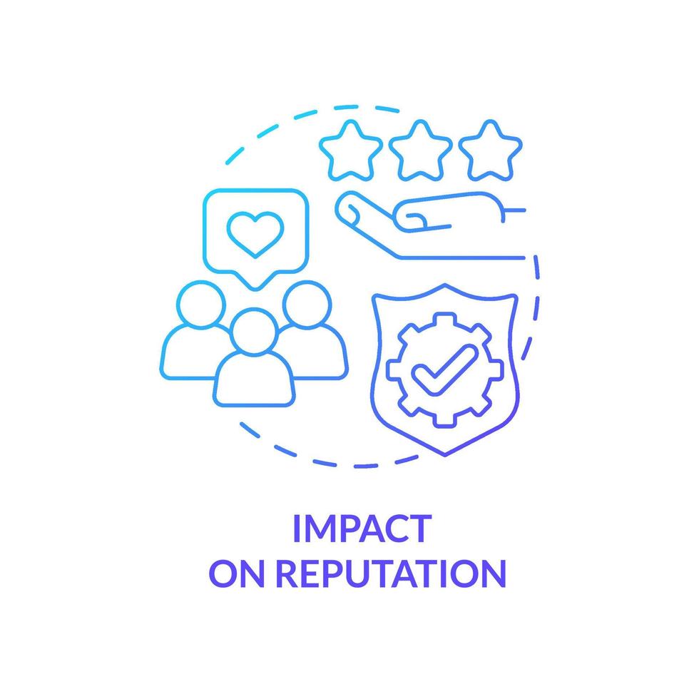 Impact on reputation blue gradient concept icon. Importance of business ethics abstract idea thin line illustration. Customer loyalty. Isolated outline drawing. vector