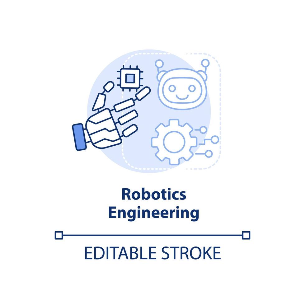 icono de concepto azul claro de ingeniería robótica. ilustración de línea delgada de idea abstracta de habilidad tecnológica de moda. Ciencias de la Computación. dibujo de contorno aislado. trazo editable. vector