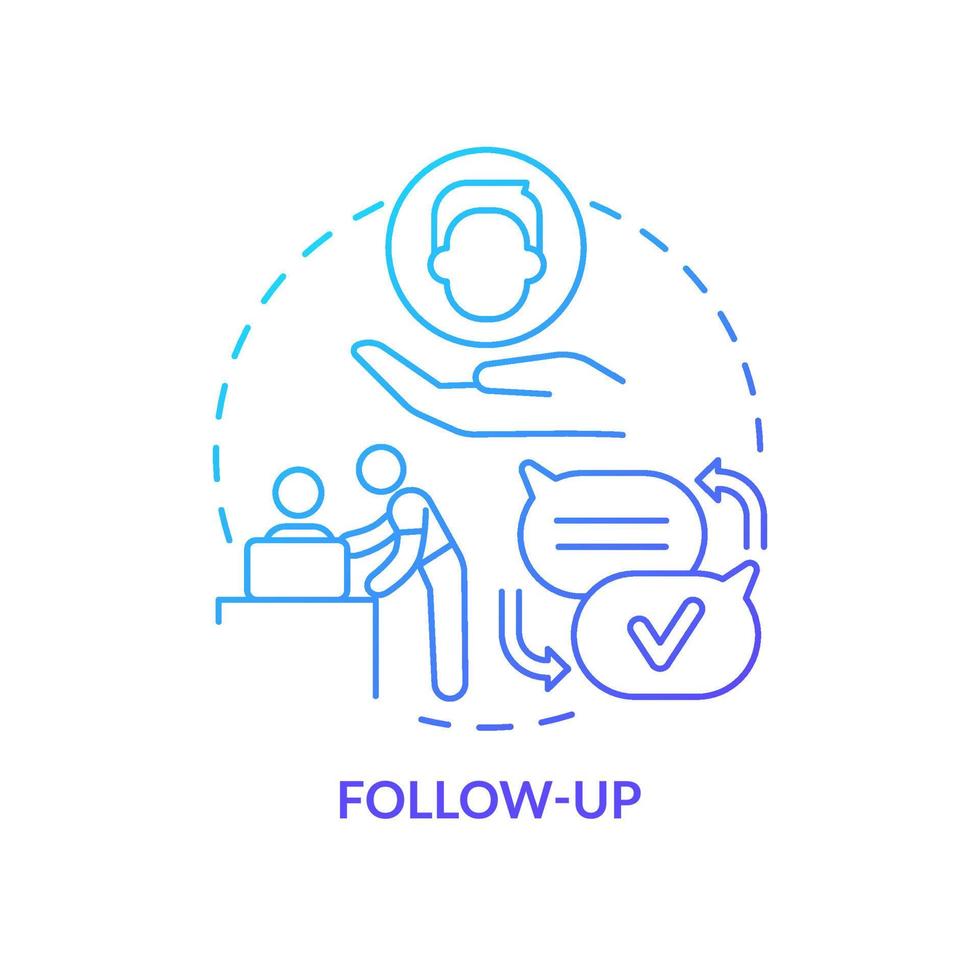 Follow up blue gradient concept icon. Information support of new employee. Developing onboarding process abstract idea thin line illustration. Isolated outline drawing. vector