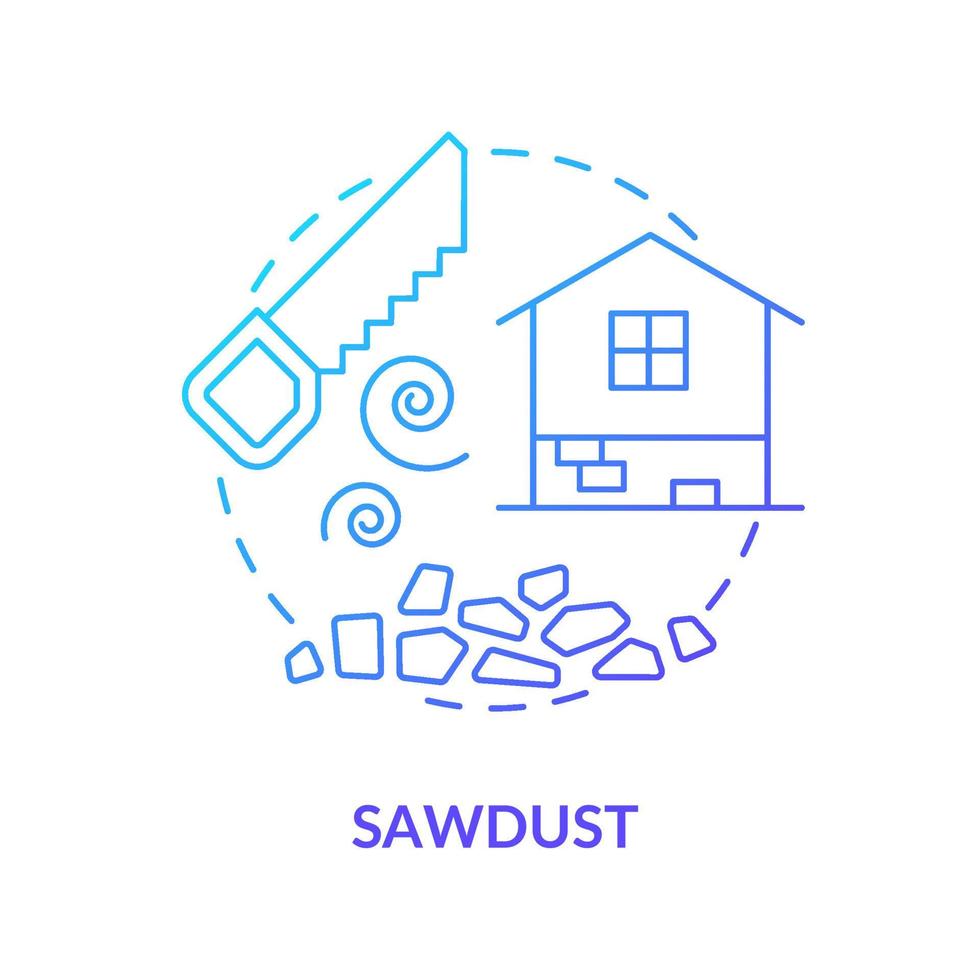 Sawdust blue gradient concept icon. Alternative building material abstract idea thin line illustration. Eco-friendly solution for waste. Isolated outline drawing. vector