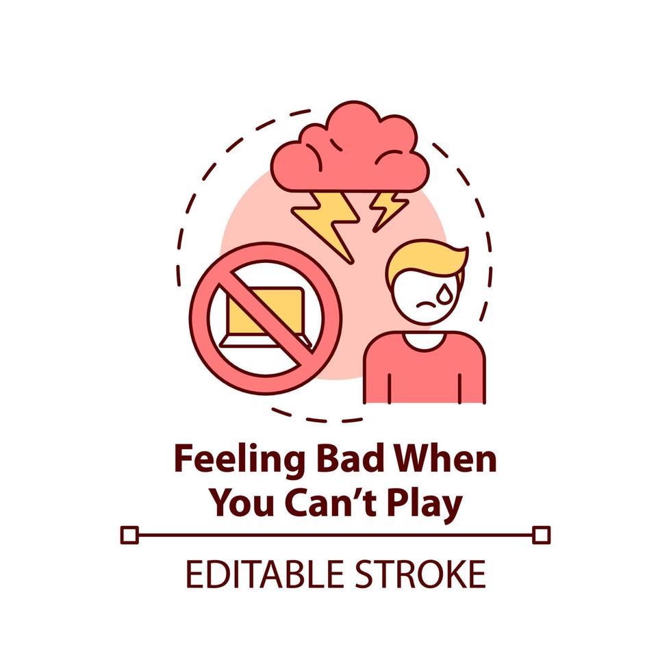 Feeling bad when you cant play concept icon. Sign of game addiction abstract idea thin line illustration. Isolated outline drawing. Editable stroke. vector
