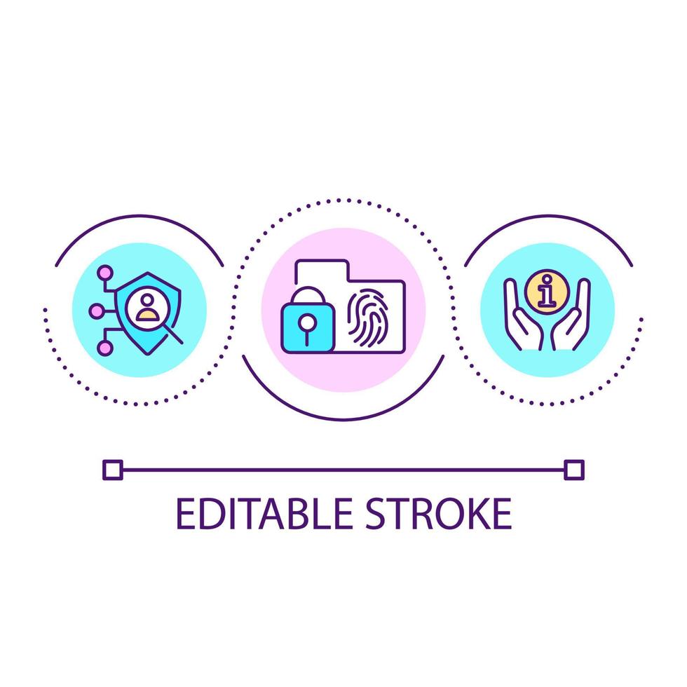 Biometric data privacy loop concept icon. Fingerprints collection and protection abstract idea thin line illustration. Security process. Isolated outline drawing. Editable stroke. vector