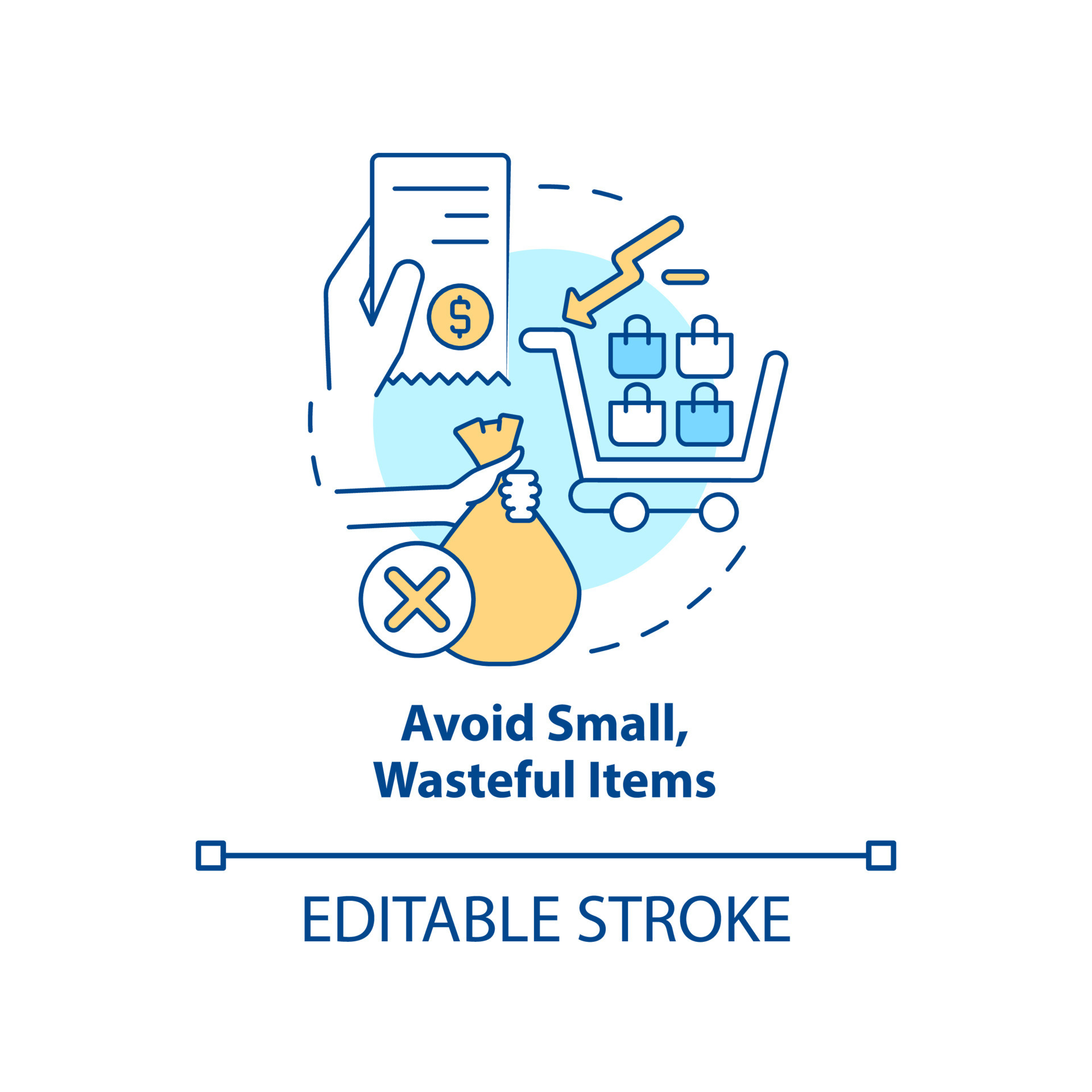 Avoid small wasteful items concept icon Sustainable shopping abstract Avoid small wasteful items concept icon Sustainable shopping abstract