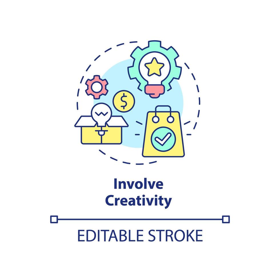 Involve creativity concept icon. Sales trend abstract idea thin line illustration. New solutions for client satisfaction. Isolated outline drawing. Editable stroke. vector